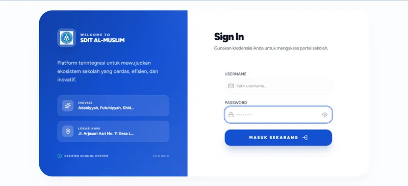 Tampilan proyek Sistem Sekolah Pintar SDIT Al Muslim